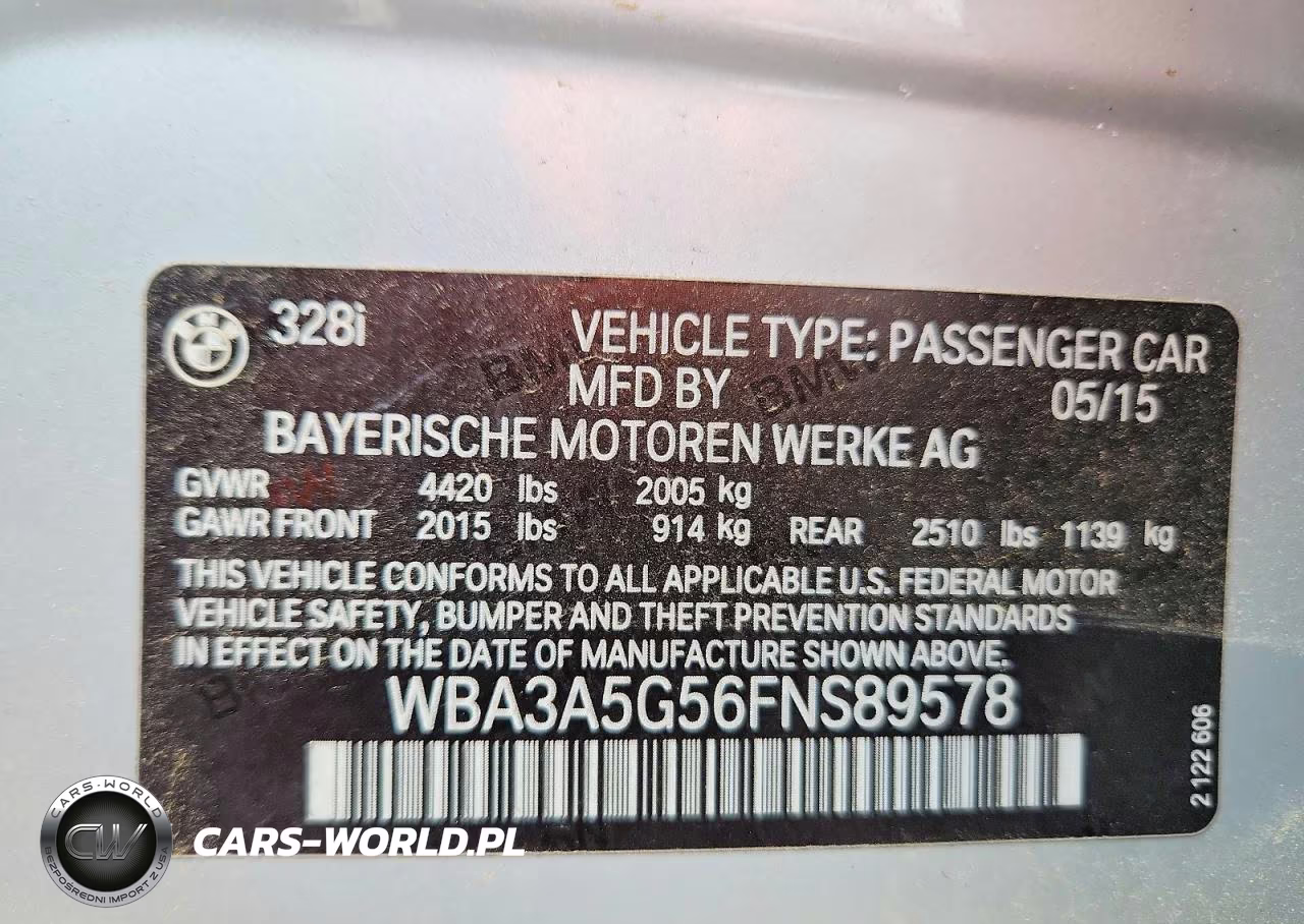2015 BMW 328 I VIN:WBA3A5G56FNS89578 - 13