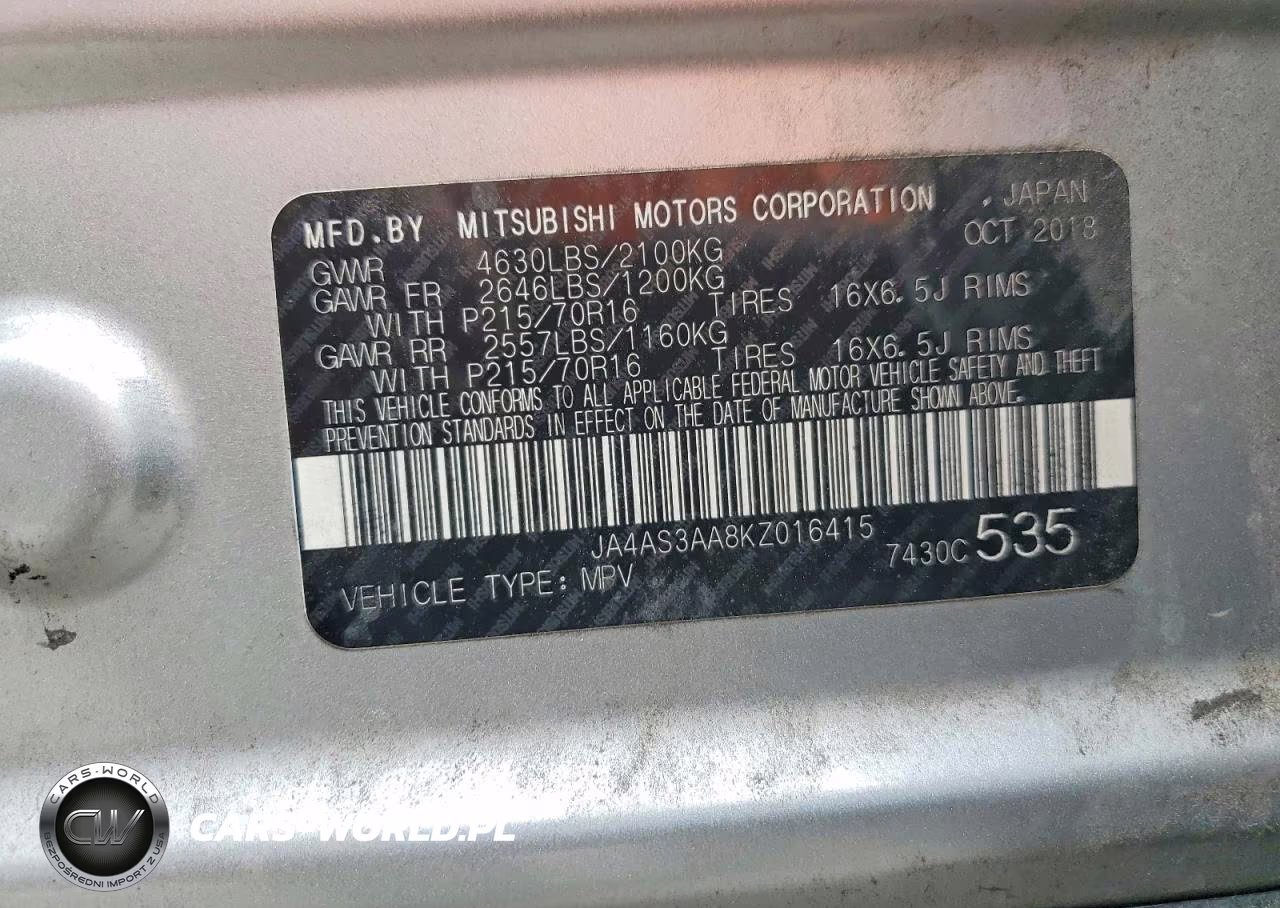 2019 Mitsubishi Eclipse Cross Es VIN:JA4AS3AA8KZ016415 - 14