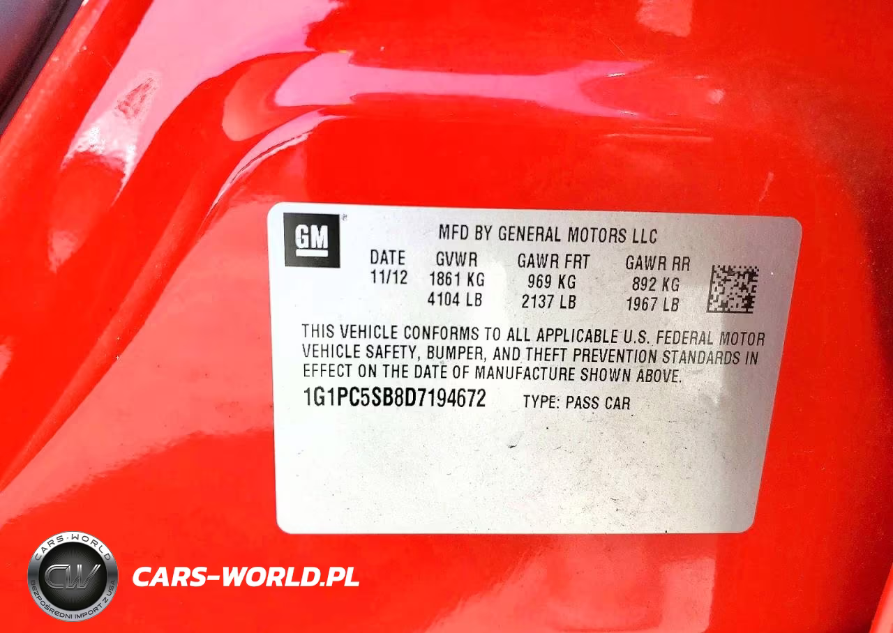 2013 Chevrolet Cruze Lt VIN:1G1PC5SB8D7194672 - 12