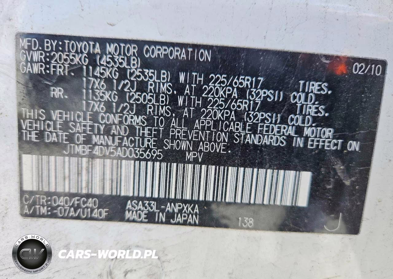 2010 Toyota Rav4 Base VIN:JTMBF4DV5AD035695 - 13