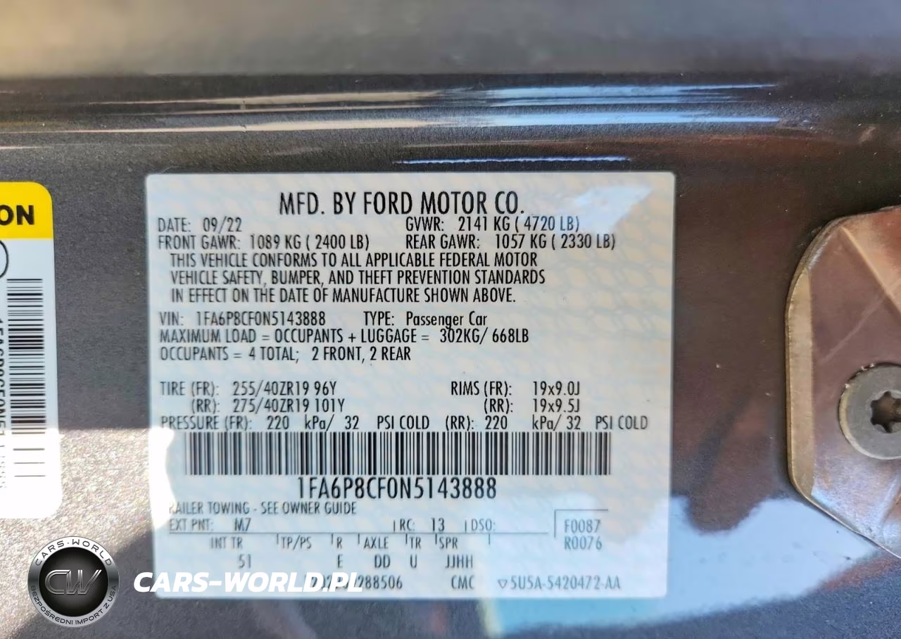 2022 Ford Mustang Gt VIN:1FA6P8CF0N5143888 - 12