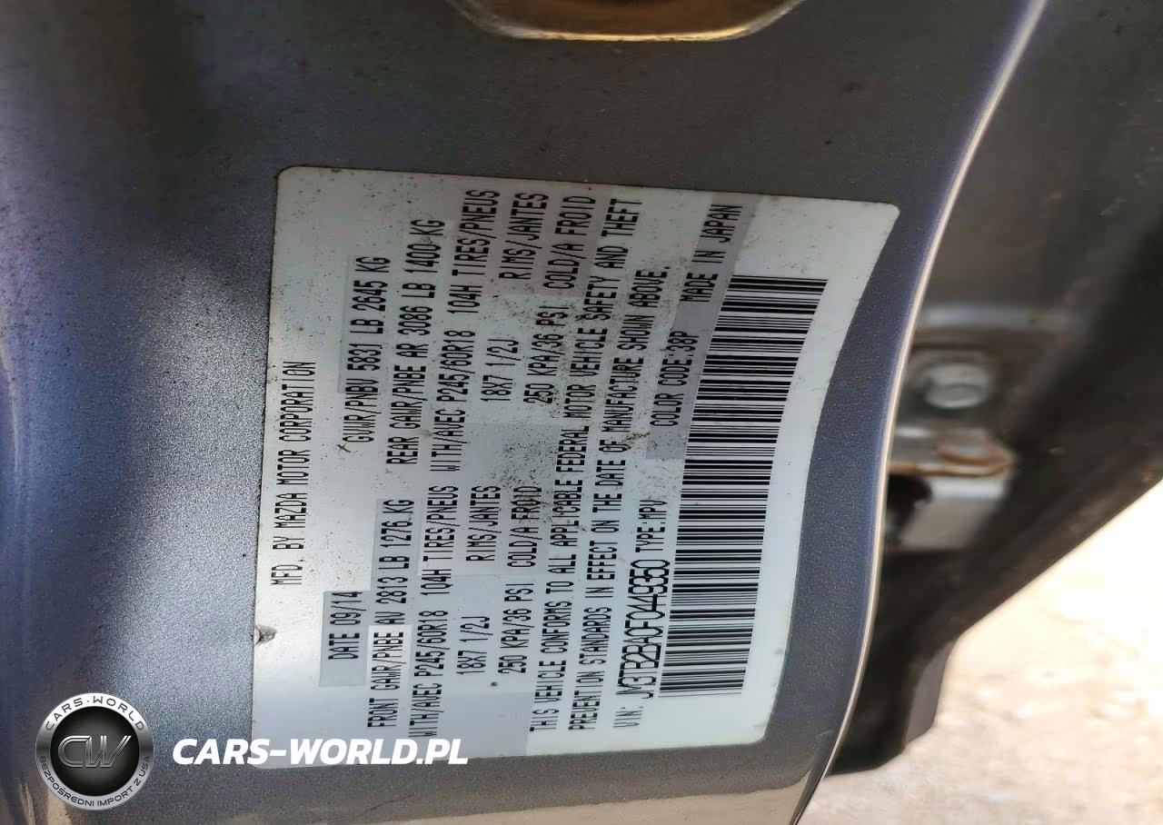 2015 Mazda Cx-9 Sport VIN:JM3TB2BA0F0449350 - 13