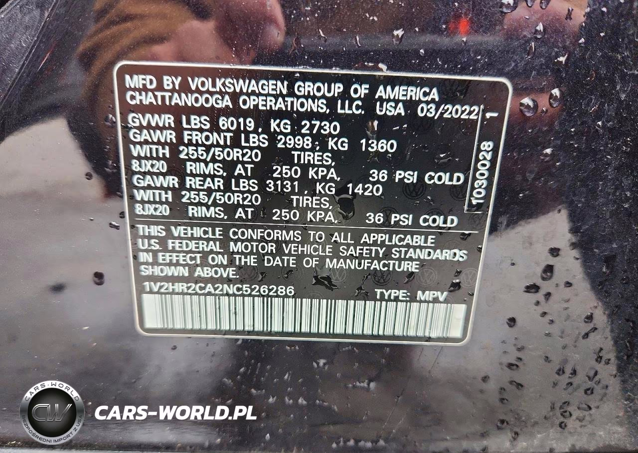 2022 Volkswagen Atlas Se VIN:1V2HR2CA2NC526286 - 13