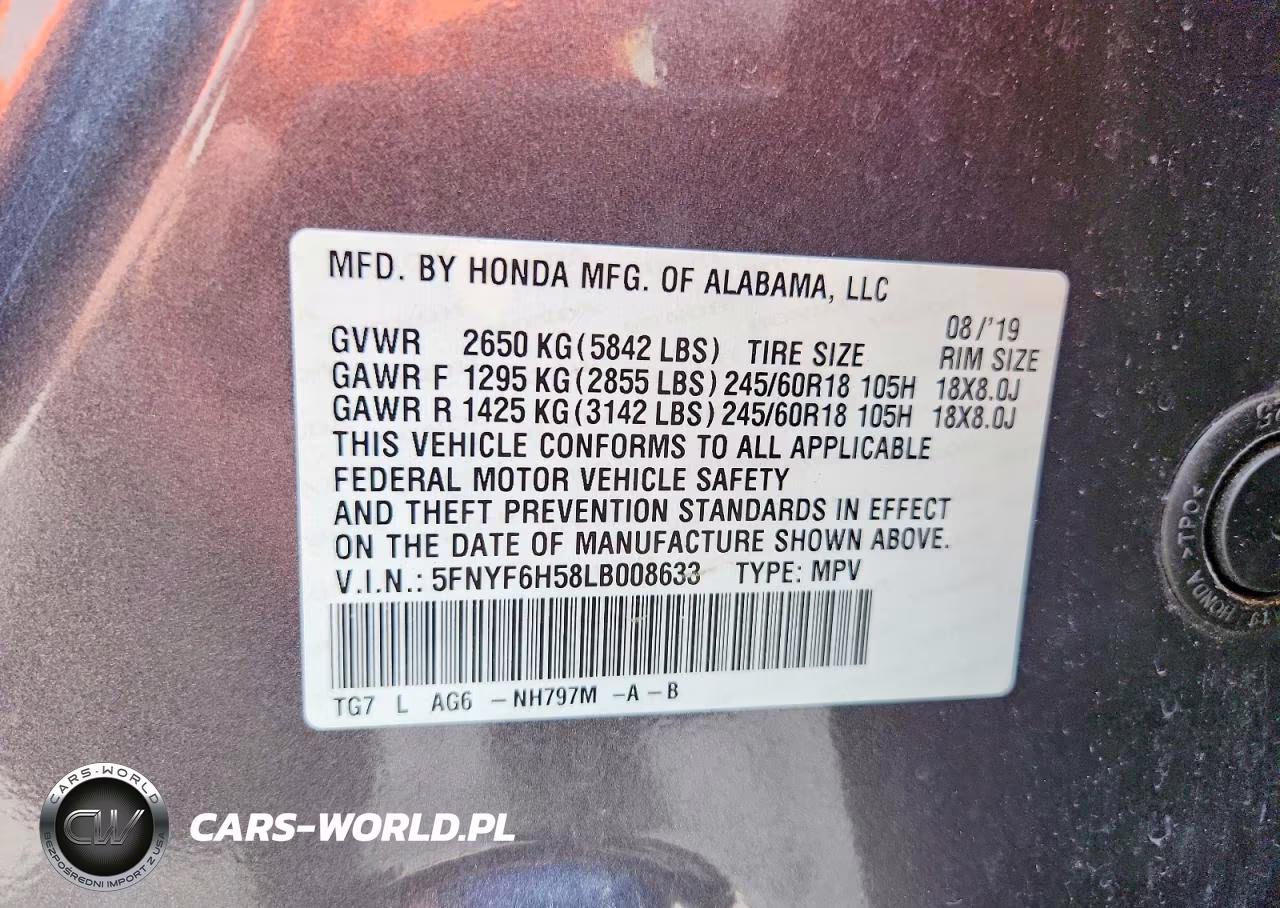 2020 Honda Pilot Exl VIN:5FNYF6H58LB008633 - 13