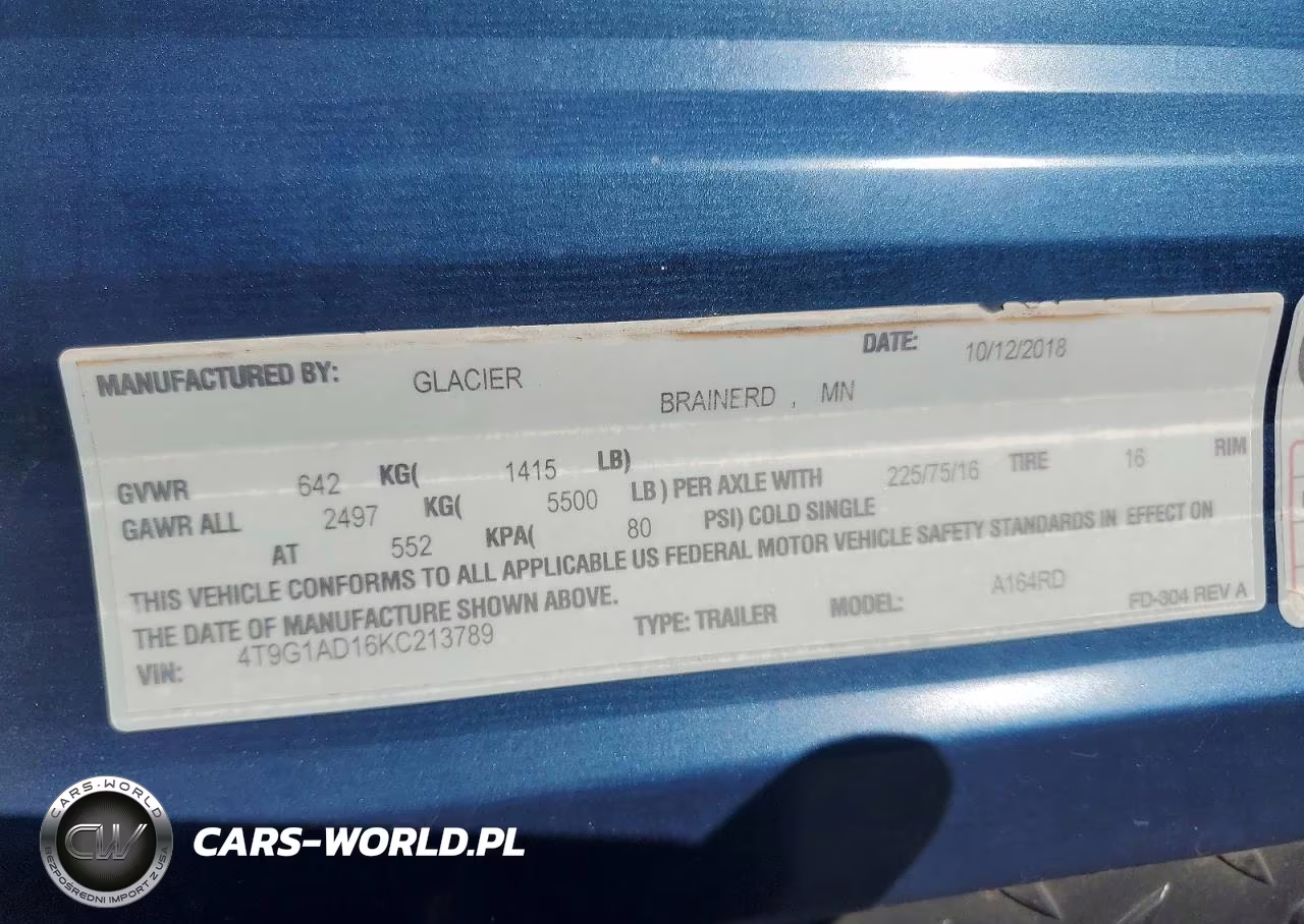 2019 Glacier A164Rd Camper VIN:4T9G1AD16KC213789 - 10