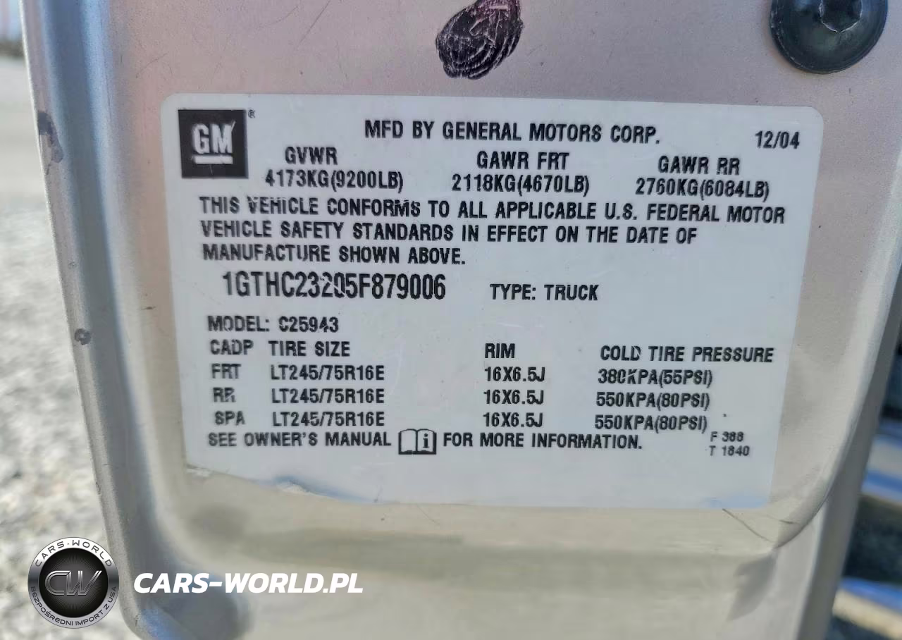 2005 GMC Sierra C2500 Heavy Duty VIN:1GTHC23205F879006 - 13