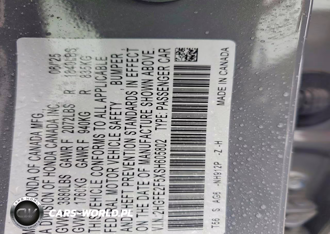 2025 Honda Civic Sport VIN:2HGFE2F5XSH605802 - 12