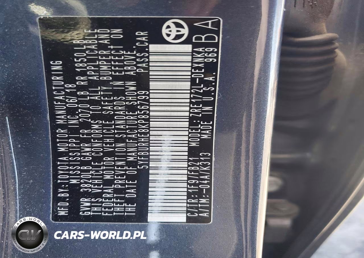 2019 Toyota Corolla Le VIN:5YFBURHE8KP856799 - 13