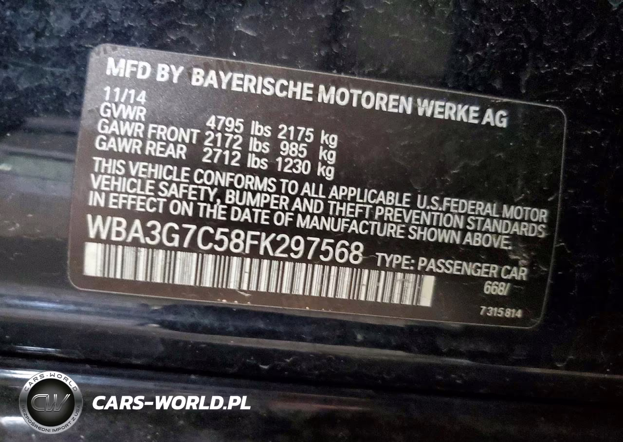2015 BMW 328I XDRIVE VIN:WBA3G7C58FK297568 - 13