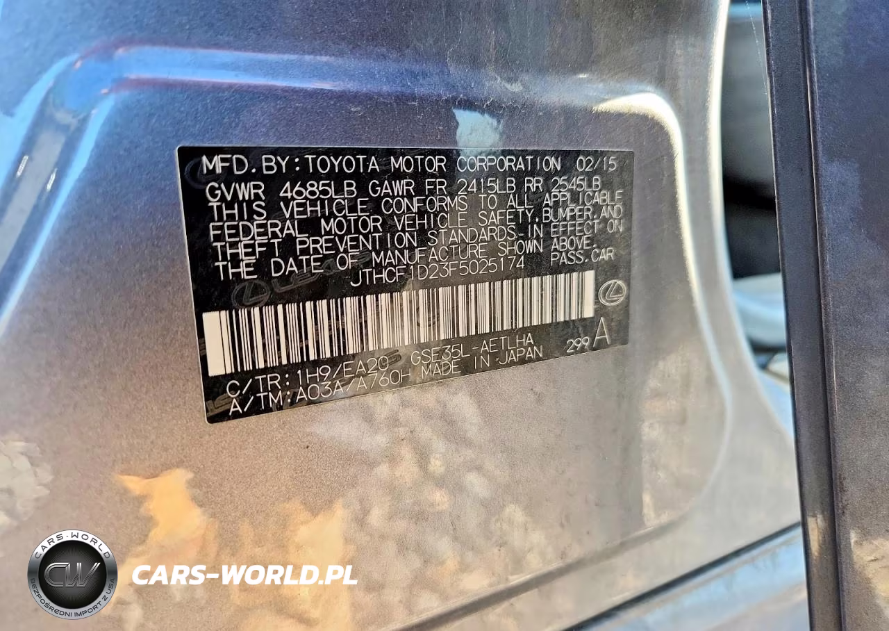 2015 Lexus Is 250 VIN:JTHCF1D23F5025174 - 12