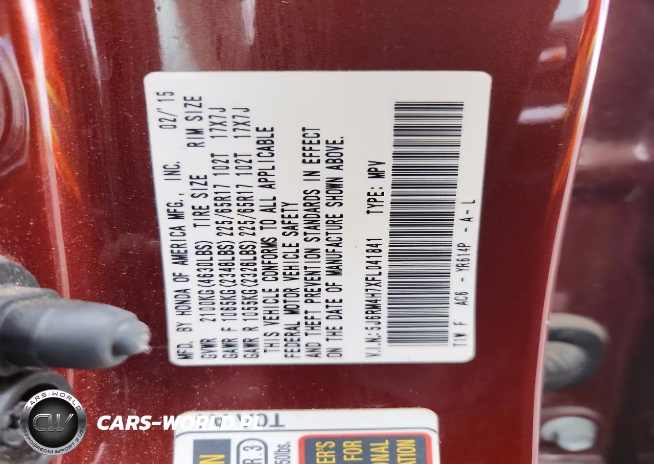 2015 Honda Cr-V Exl VIN:5J6RM4H7XFL041841 - 13