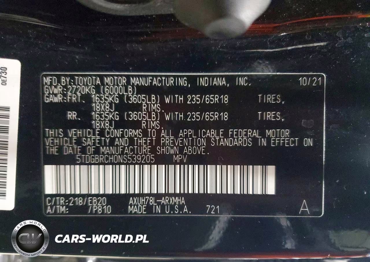2022 Toyota Highlander Hybrid Xle VIN:5TDGBRCH0NS539205 - 13