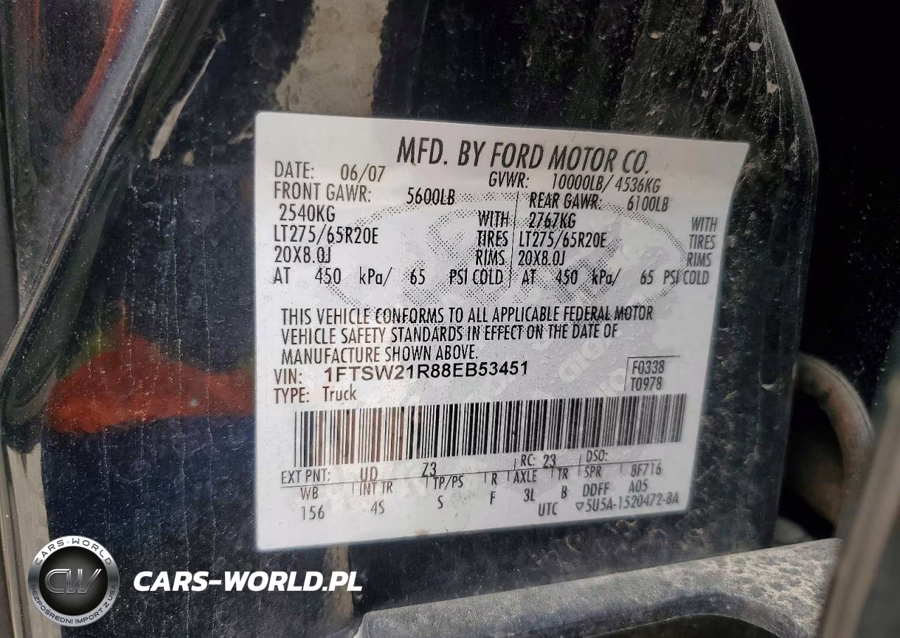 2008 Ford F250 Super Duty VIN:1FTSW21R88EB53451 - 12