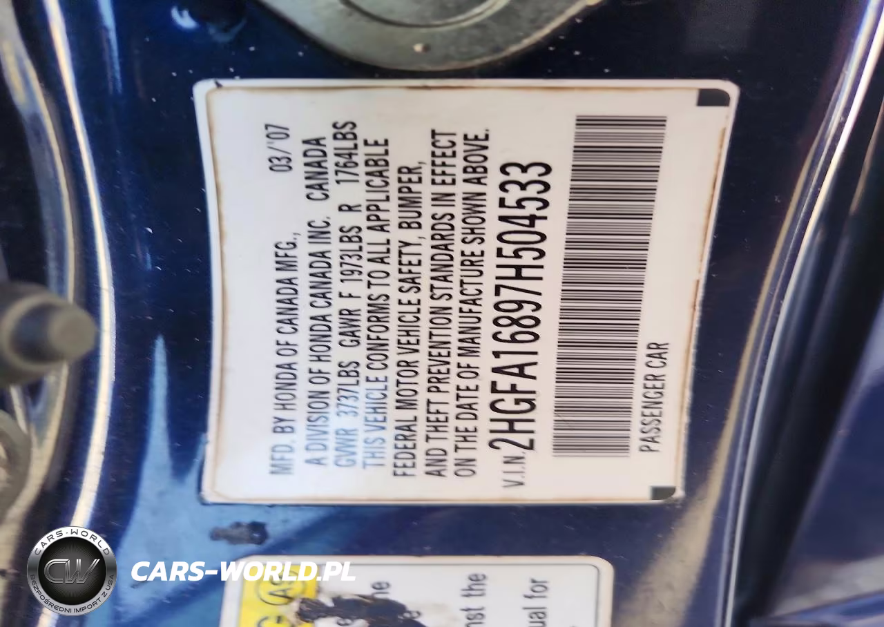 2007 Honda Civic Ex VIN:2HGFA16897H504533 - 12