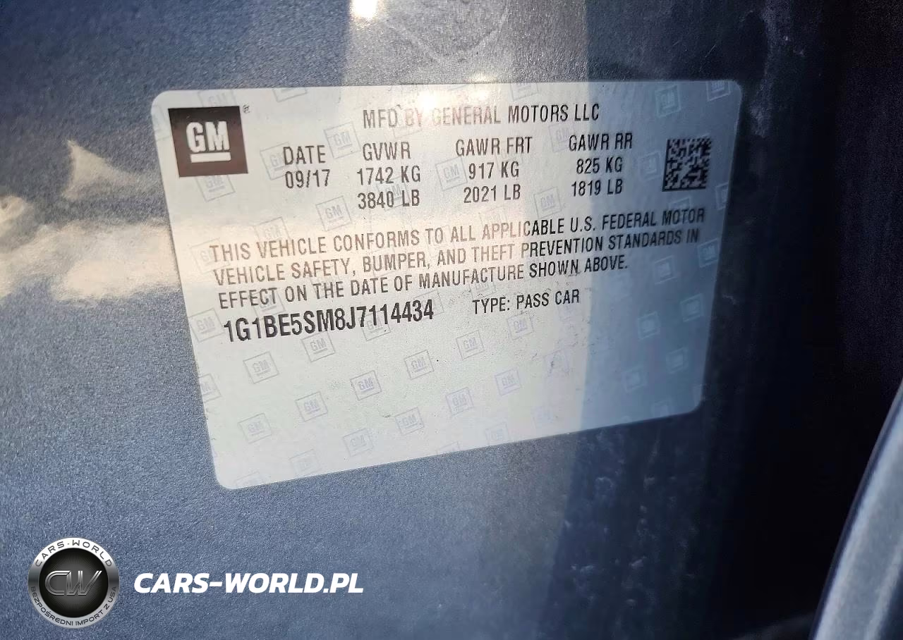 2018 Chevrolet Cruze Lt VIN:1G1BE5SM8J7114434 - 13