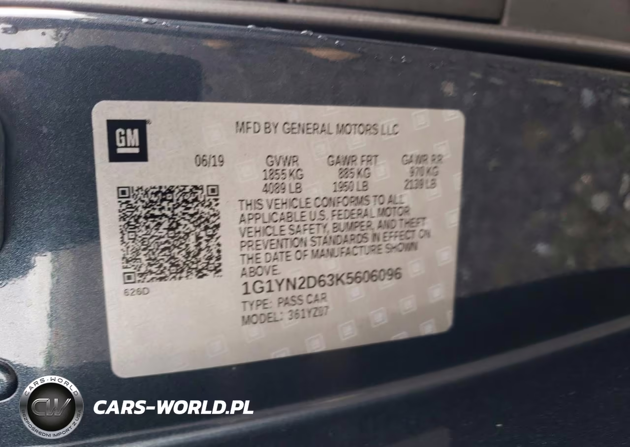 2019 Chevrolet Corvette Z06 1Lz VIN:1G1YN2D63K5606096 - 12