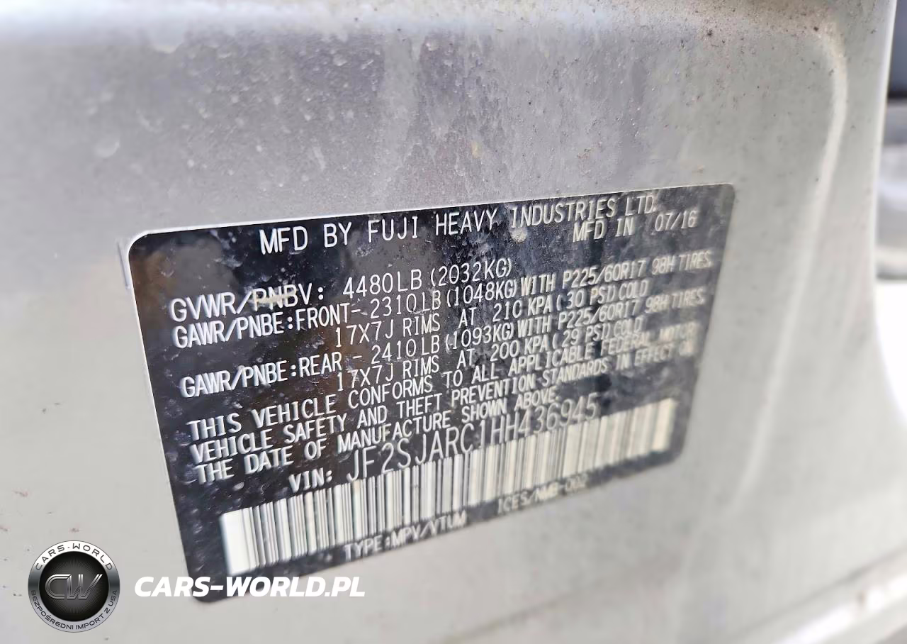 2017 Subaru Forester 2.5I Limited VIN:JF2SJARC1HH436945 - 12