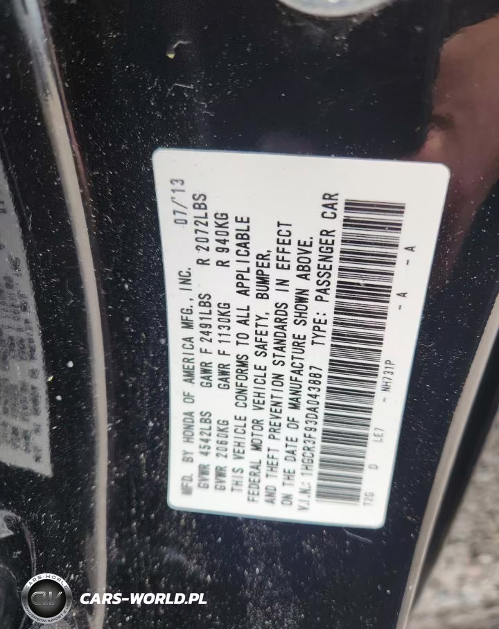 2013 Honda Accord Touring VIN:1HGCR3F93DA043887 - 12