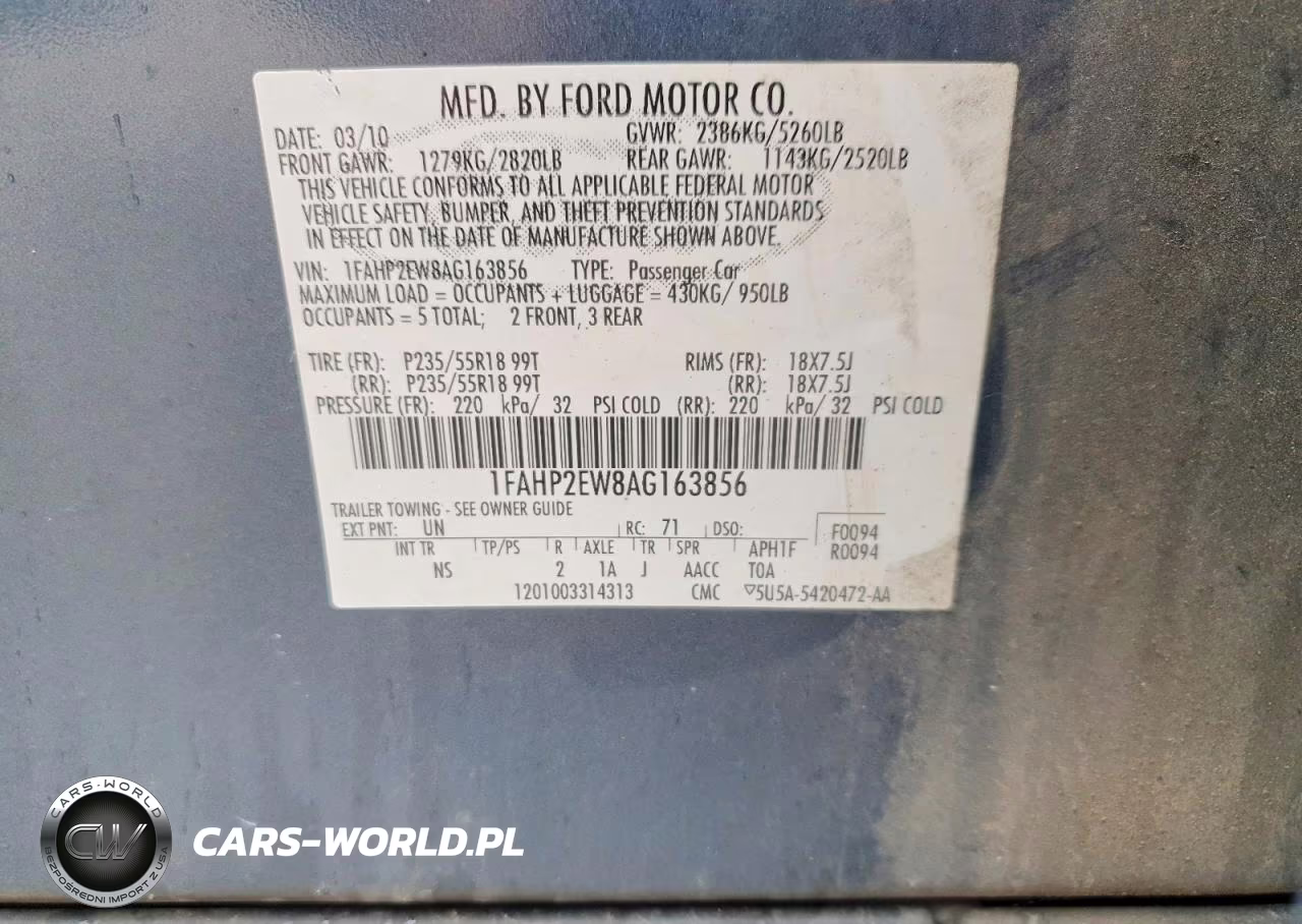 2010 Ford Taurus Sel VIN:1FAHP2EW8AG163856 - 12