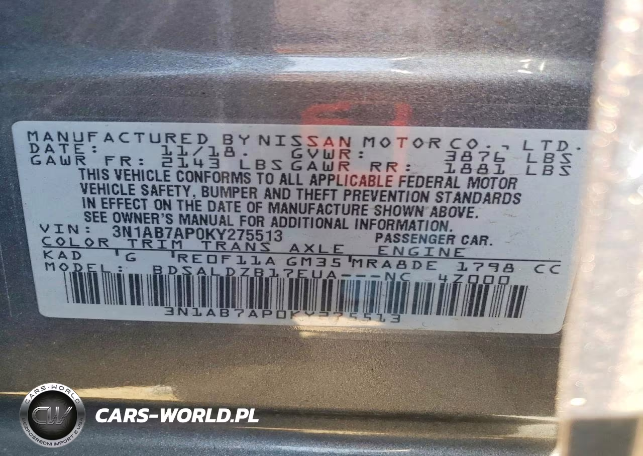 2019 Nissan Sentra Sv VIN:3N1AB7AP0KY275513 - 12