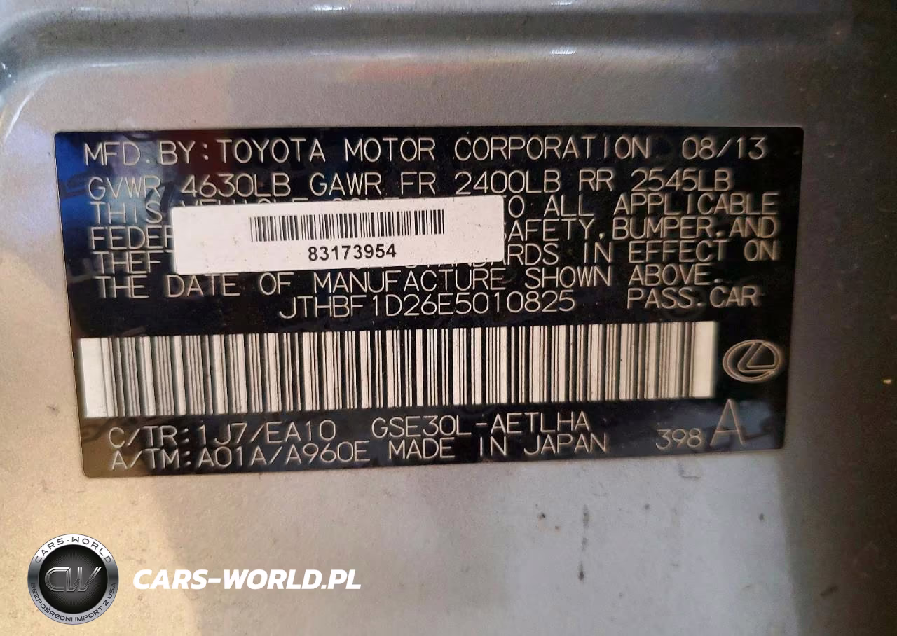 2014 Lexus Is 250 VIN:JTHBF1D26E5010825 - 12