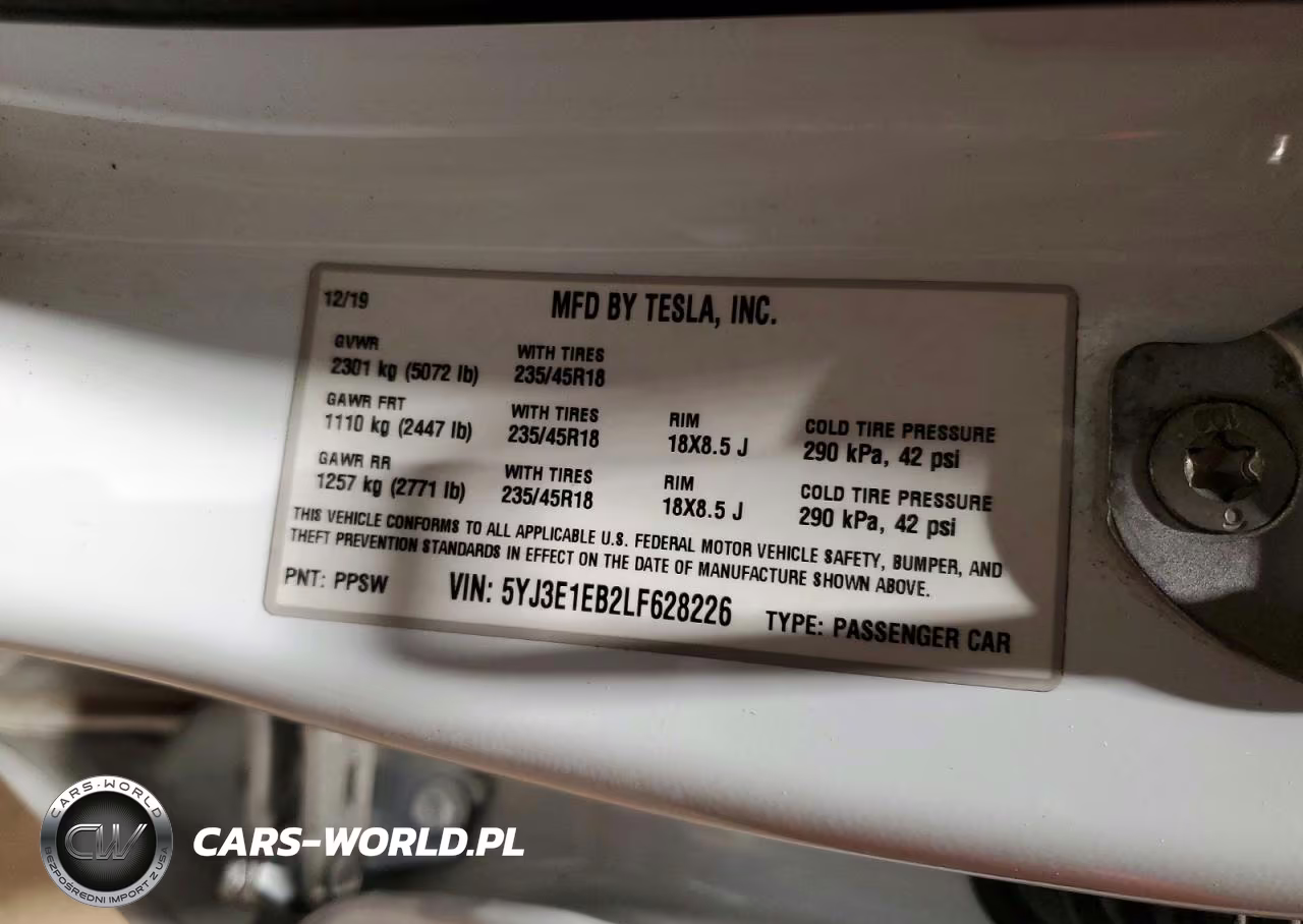 2020 Tesla Model 3 VIN:5YJ3E1EB2LF628226 - 12