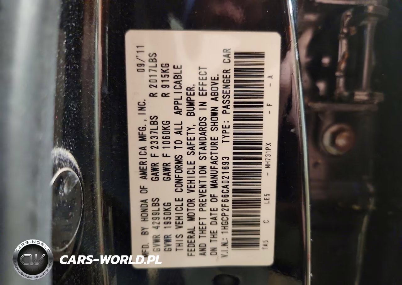 2012 Honda Accord Se VIN:1HGCP2F66CA021693 - 12