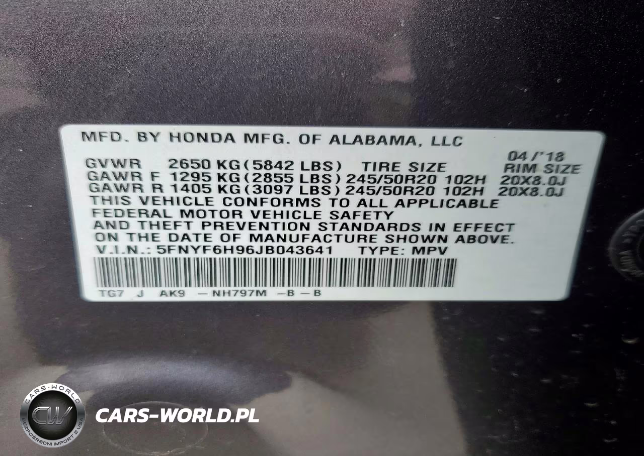 2018 Honda Pilot Touring VIN:5FNYF6H96JB043641 - 14