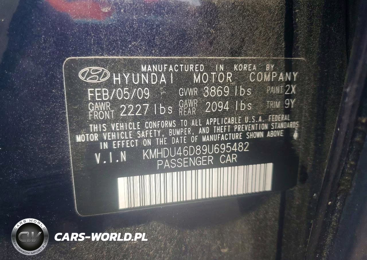 2009 Hyundai Elantra Se VIN:KMHDU46D89U695482 - 12