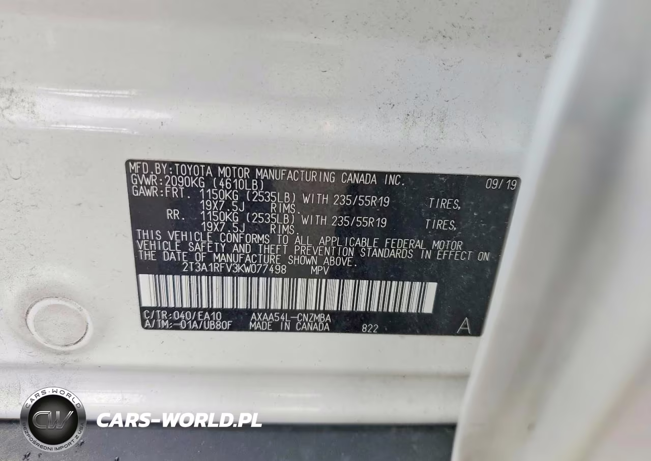 2019 Toyota Rav4 Xle Premium VIN:2T3A1RFV3KW077498 - 13