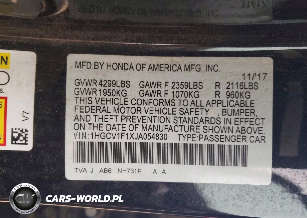 2018 Honda Accord Lx VIN:1HGCV1F1XJA054830 - 12