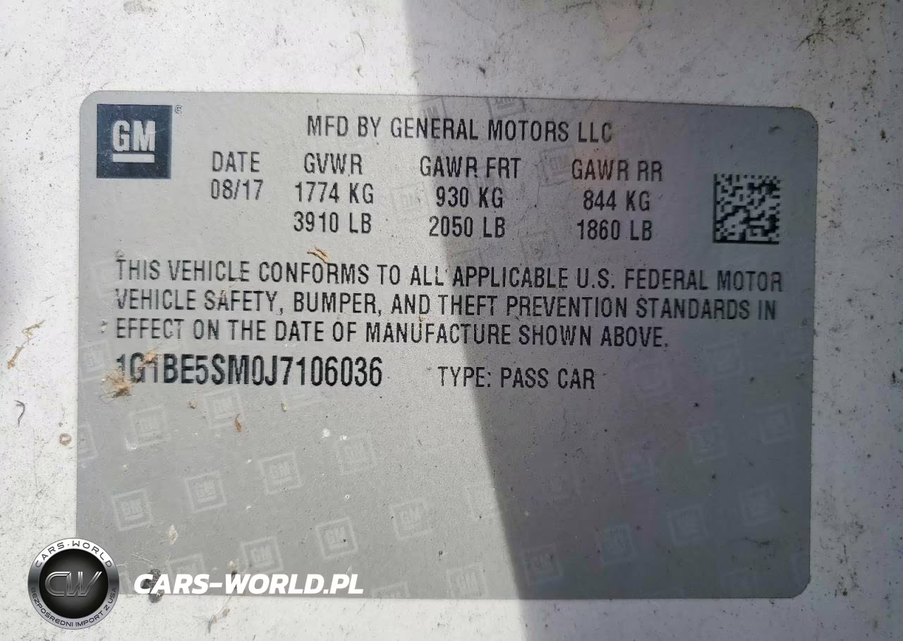 2018 Chevrolet Cruze Lt VIN:1G1BE5SM0J7106036 - 12