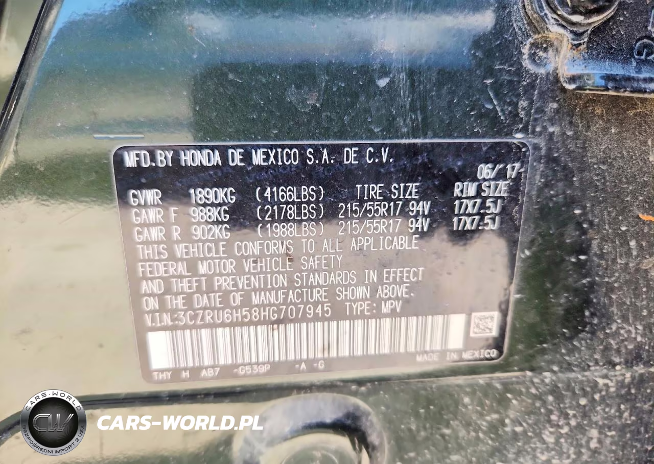 2017 Honda Hrv VIN:3CZRU6H58HG707945 - 12