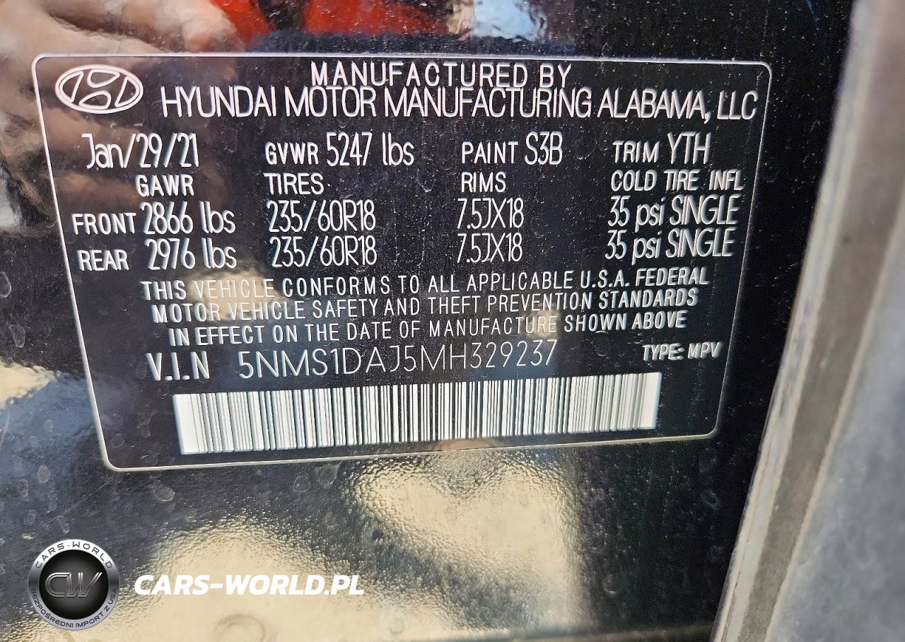 2021 Hyundai Santa Fe Se VIN:5NMS1DAJ5MH329237 - 13