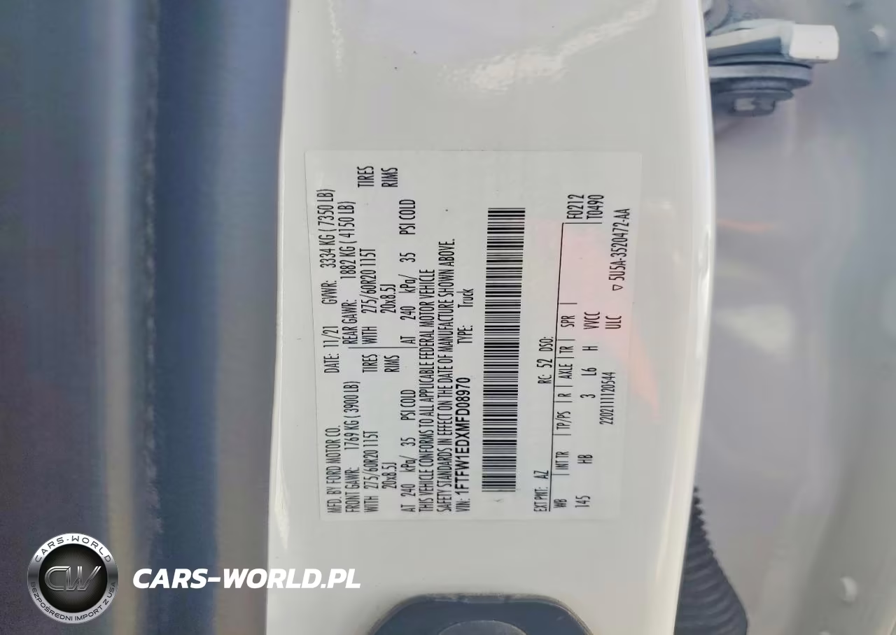 FORD F-150 VIN:1FTFW1EDXMFD08970 - 12