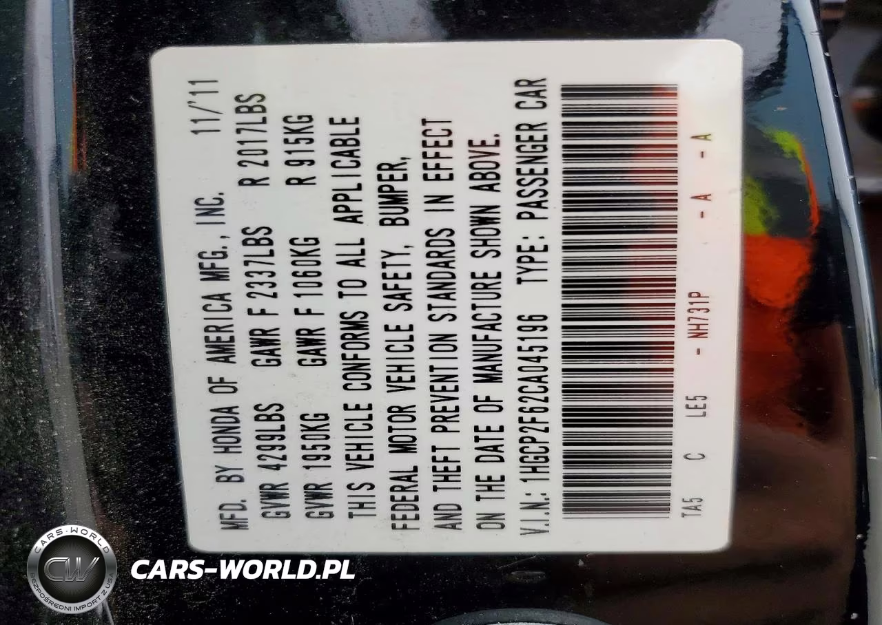 2012 Honda Accord Se VIN:1HGCP2F62CA045196 - 13