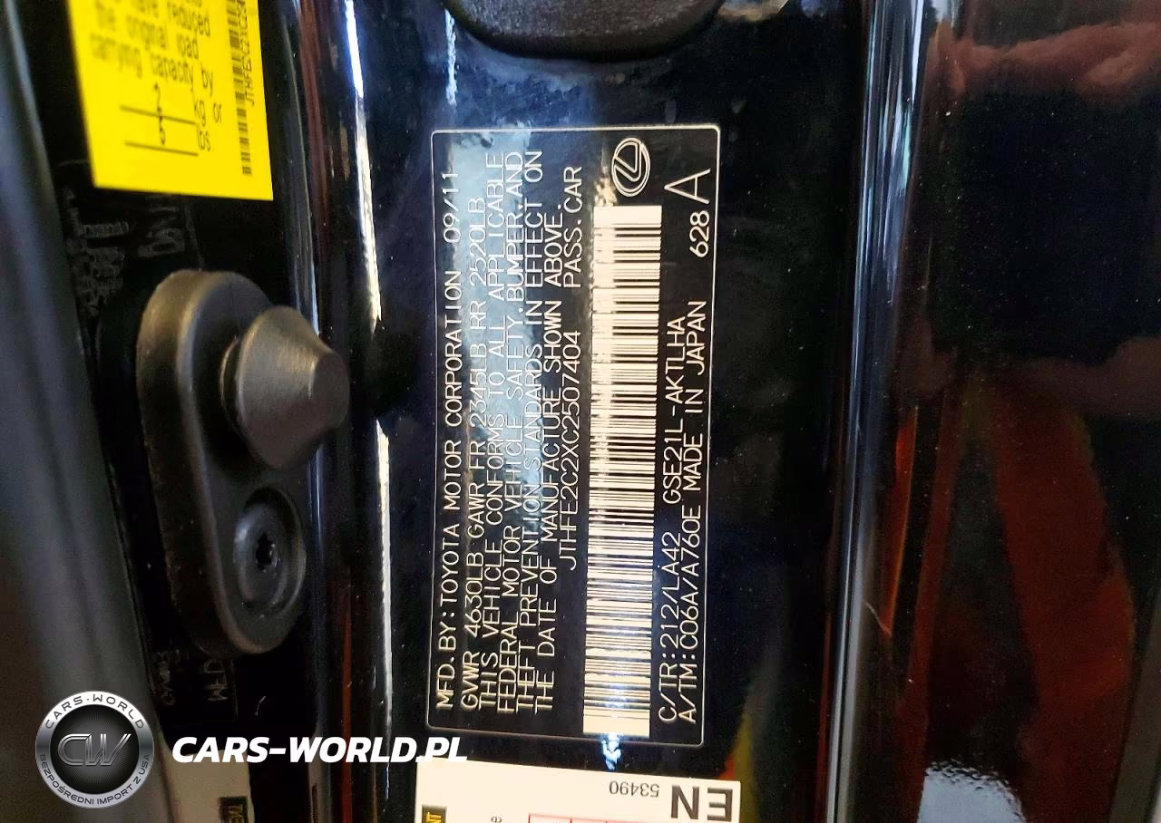 2012 Lexus Is 350 VIN:JTHFE2C2XC2507404 - 13