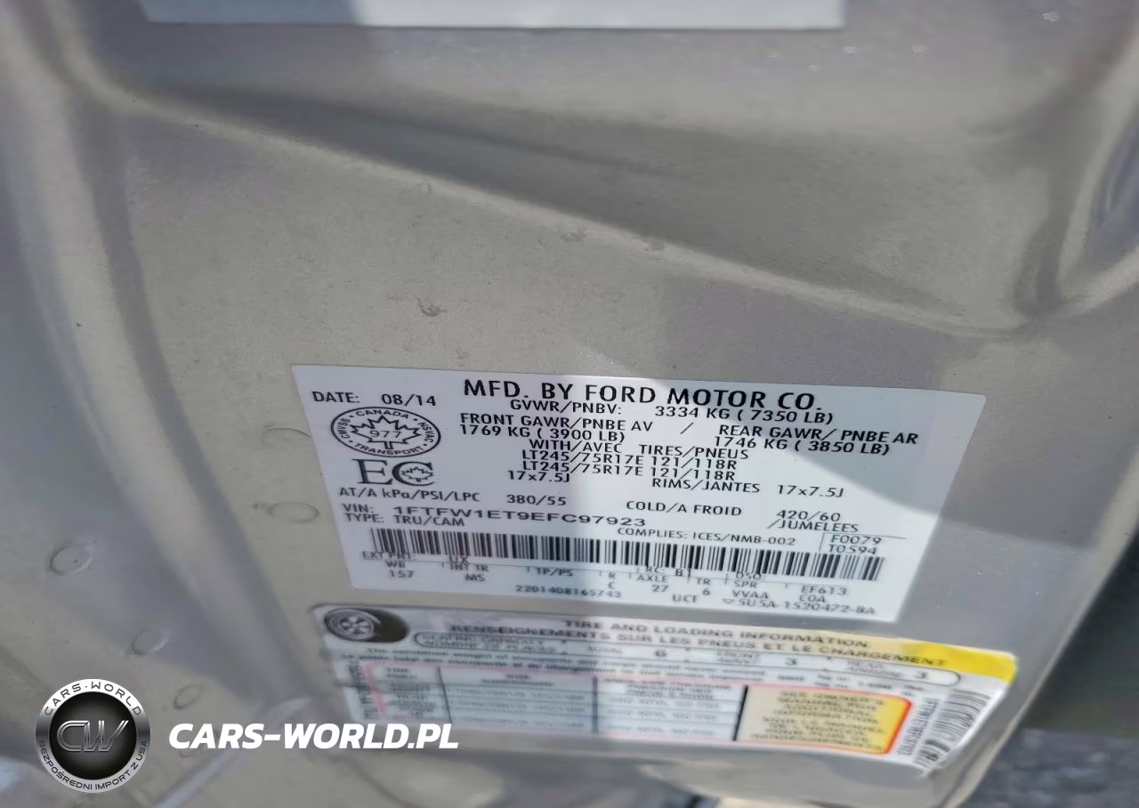 2014 Ford F150 Supercrew VIN:1FTFW1ET9EFC97923 - 12