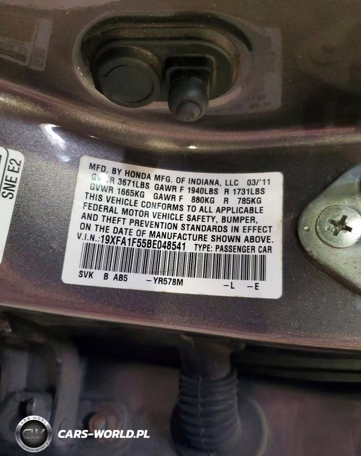 2011 Honda Civic Lx VIN:19XFA1F55BE048541 - 12