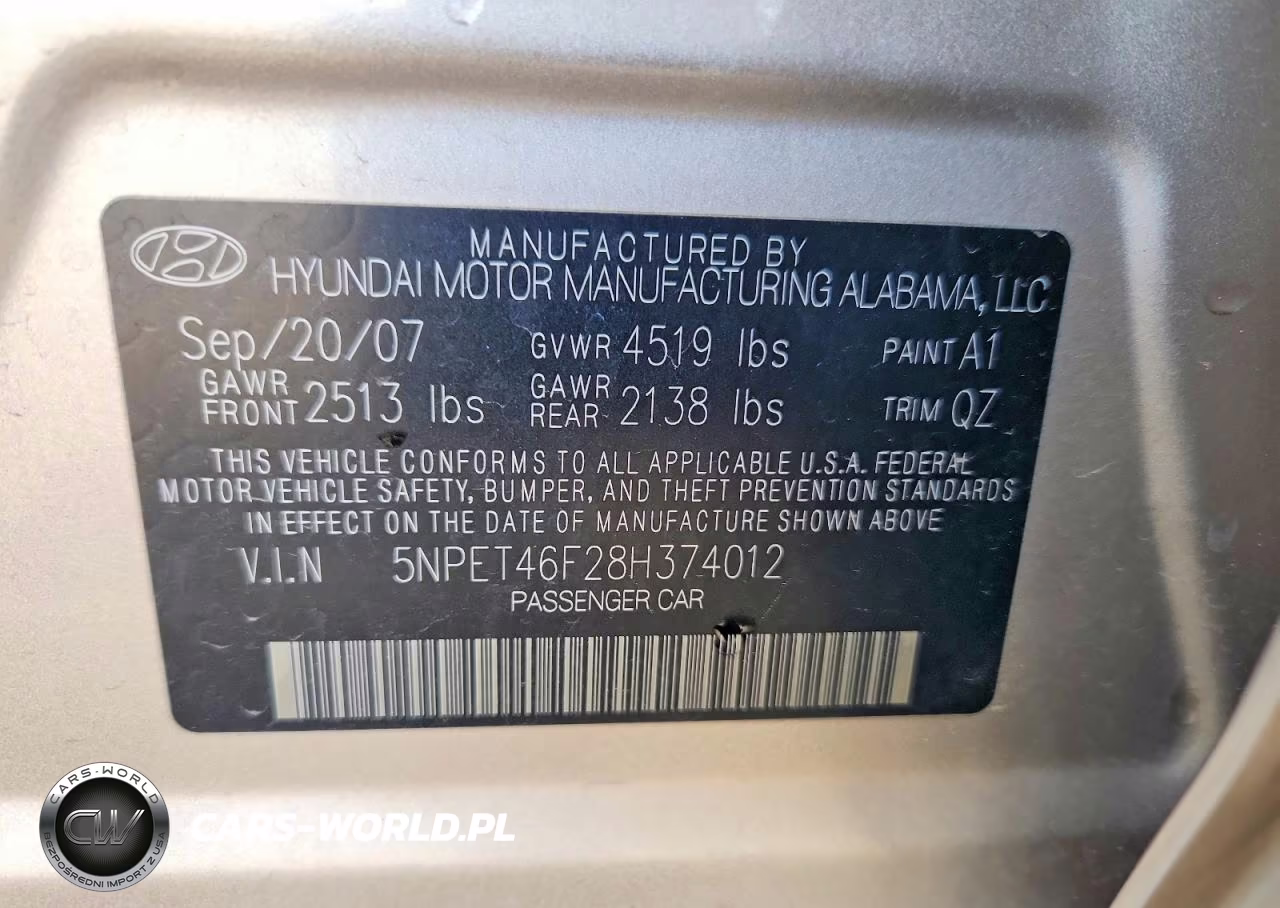 2008 Hyundai Sonata Gls VIN:5NPET46F28H374012 - 12
