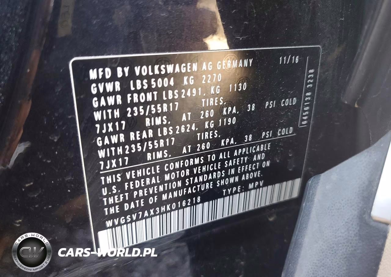 2017 Volkswagen Tiguan Wolfsburg VIN:WVGSV7AX3HK016218 - 13