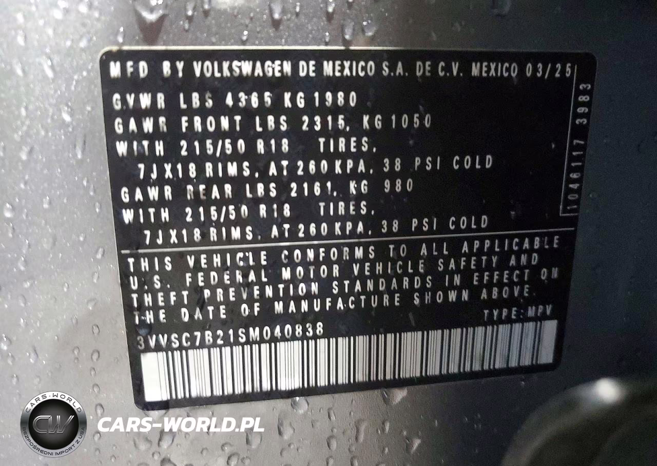 2025 Volkswagen Taos Se VIN:3VVSC7B21SM040838 - 12
