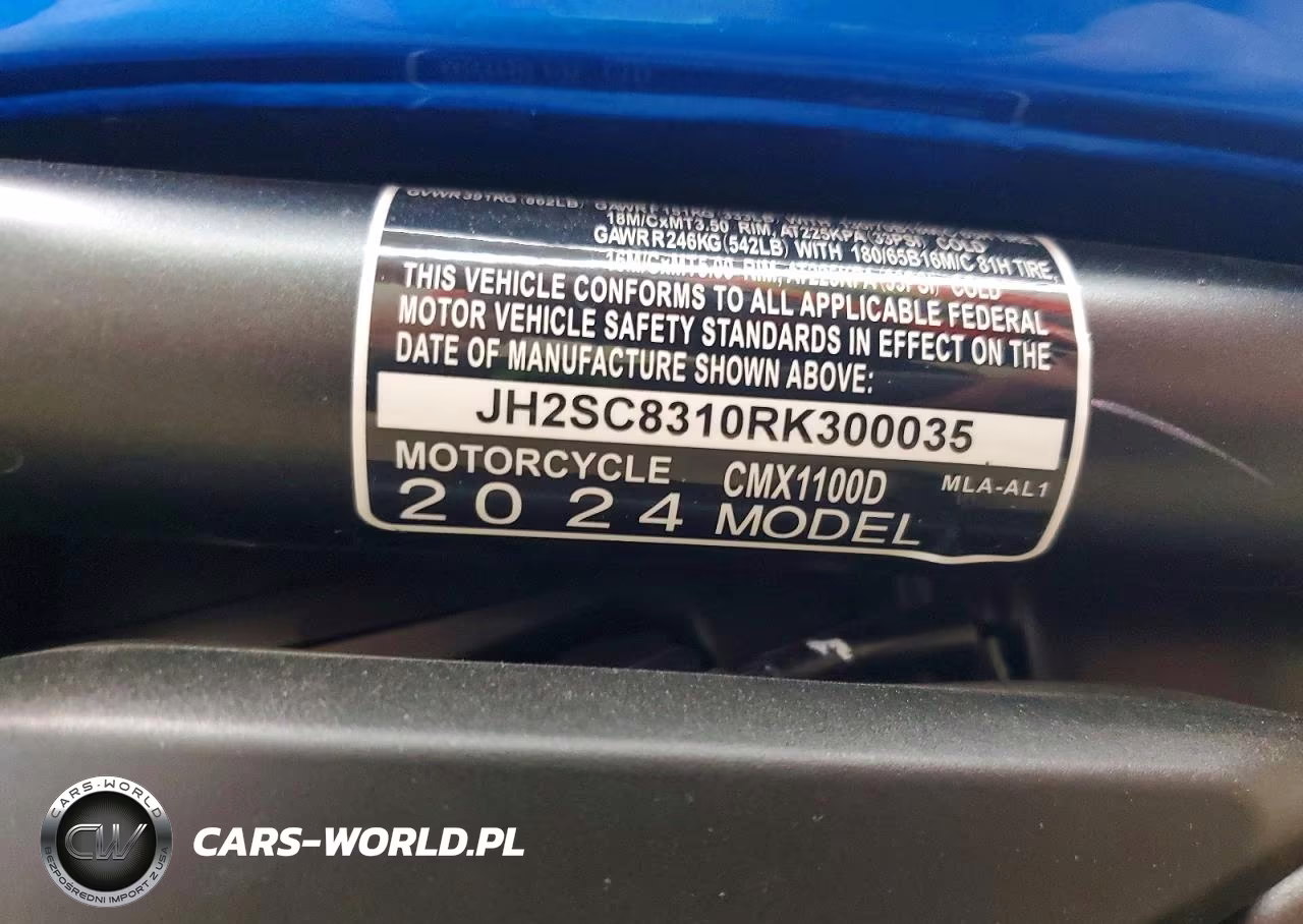 2024 Honda Cmx1100 D VIN:JH2SC8310RK300035 - 10
