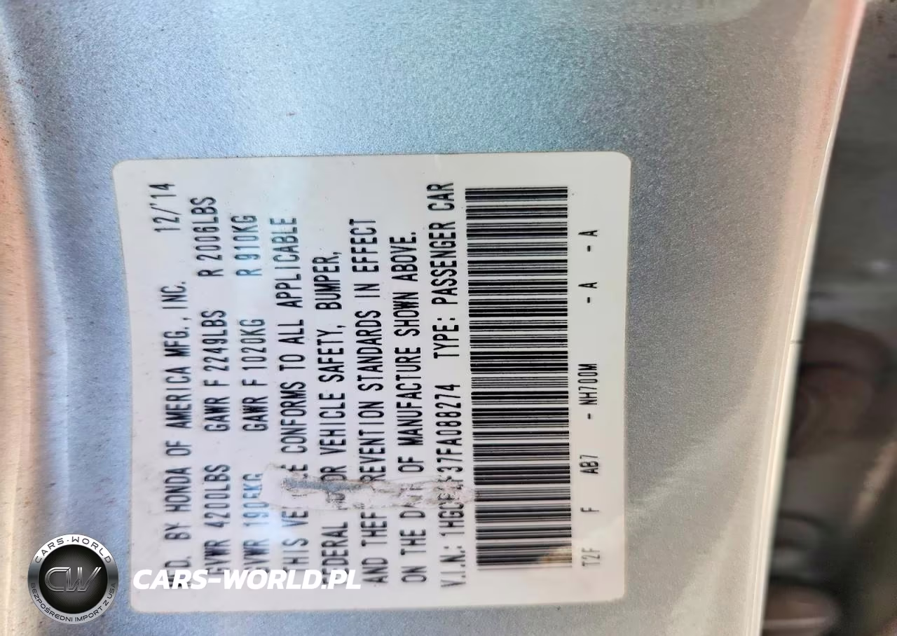 2015 Honda Accord Lx VIN:1HGCR2F37FA088274 - 12