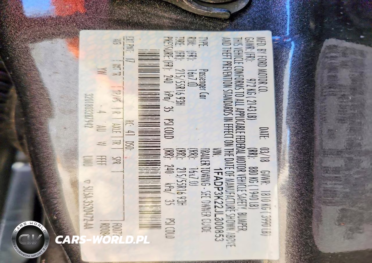 2018 Ford Focus Se VIN:1FADP3K22JL300853 - 12
