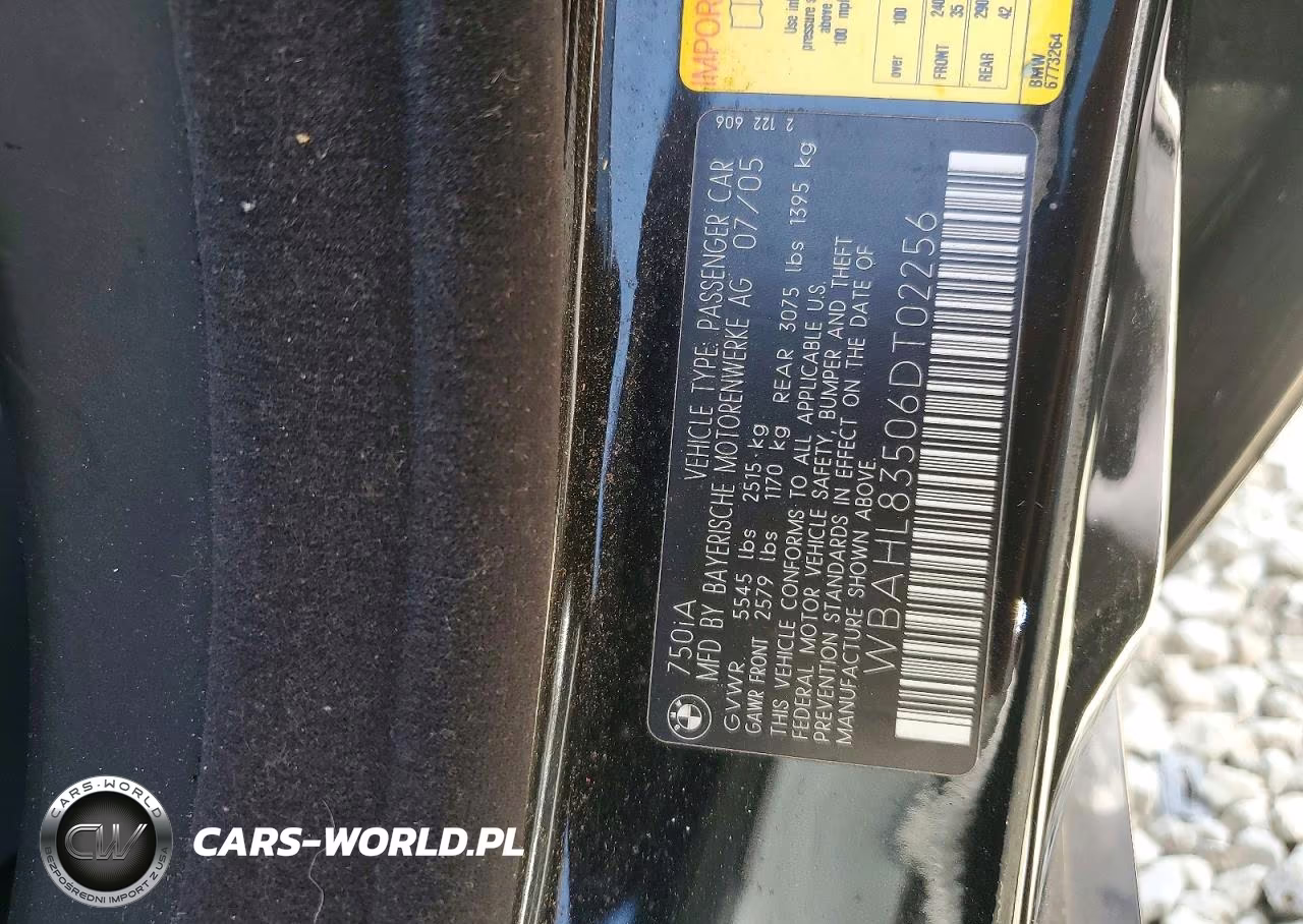 2006 BMW 750 I VIN:WBAHL83506DT02256 - 12