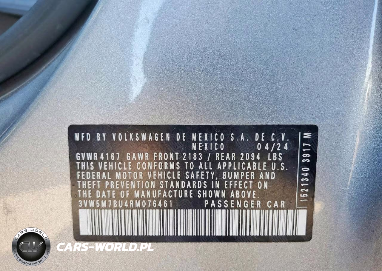 2024 Volkswagen Jetta S VIN:3VW5M7BU4RM076461 - 12