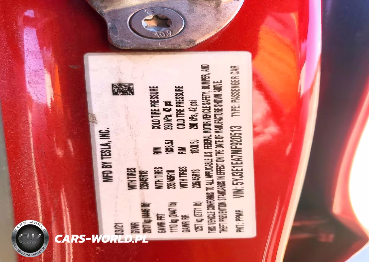2021 Tesla Model 3 VIN:5YJ3E1EA7MF920513 - 12