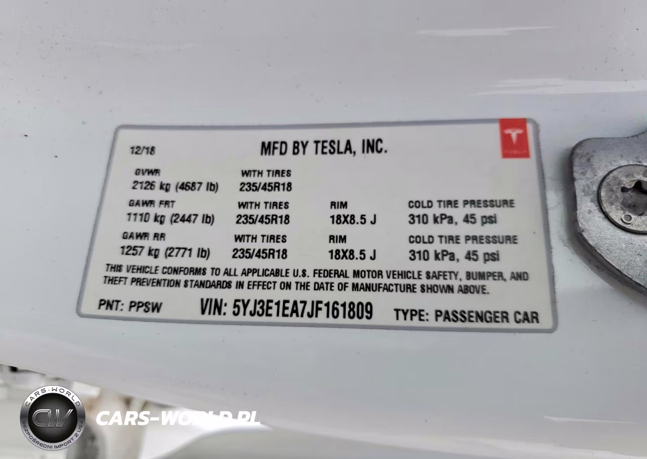 2018 Tesla Model 3 VIN:5YJ3E1EA7JF161809 - 13