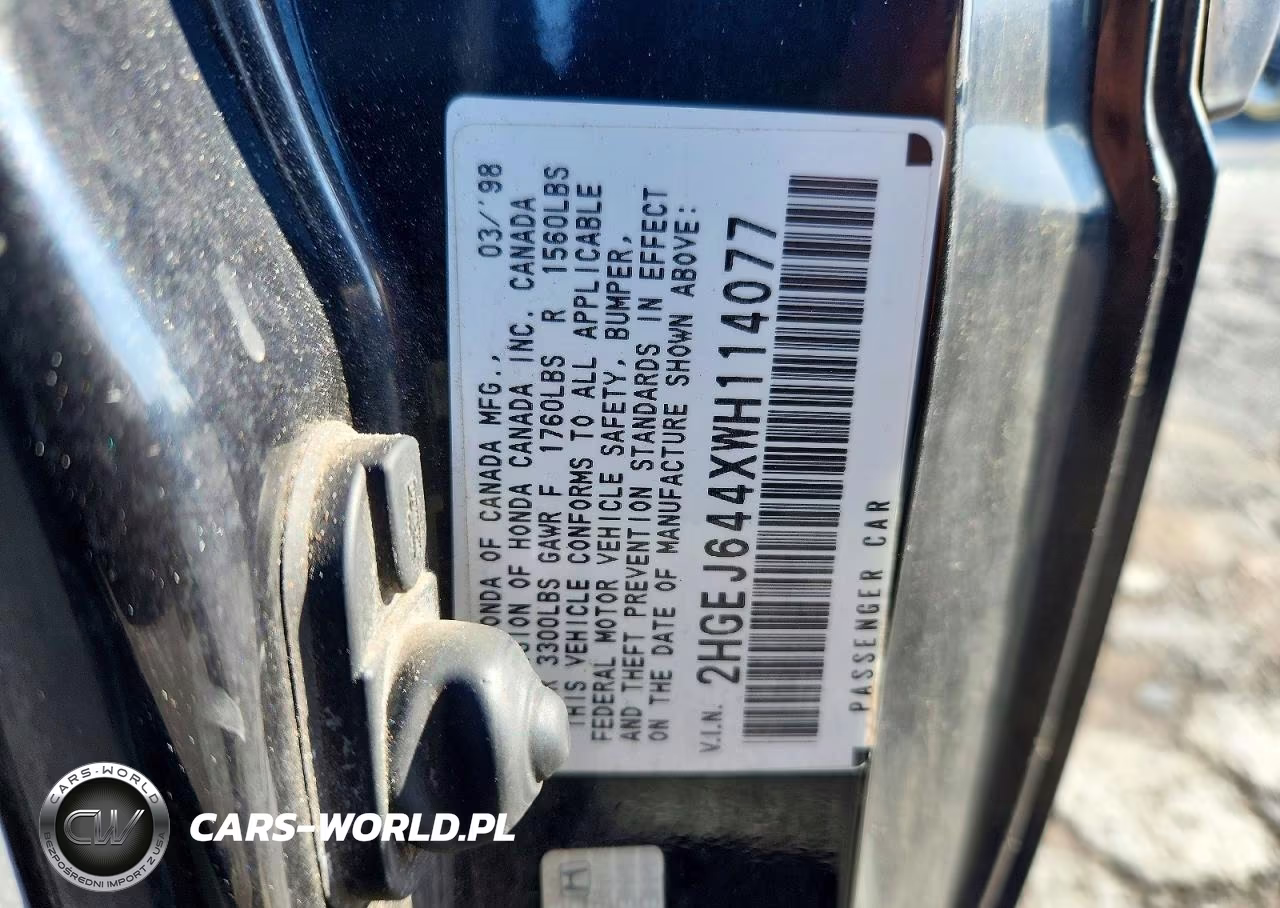1998 Hond Civic VIN:2HGEJ644XWH114077 - 12